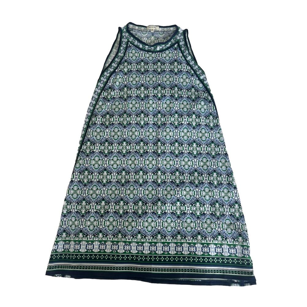 Max Studio Halter Maxi Dress Womens XS Blue Green Geometric Sleeveless